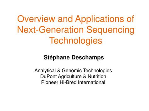 Ppt Overview And Applications Of Next Generation Sequencing