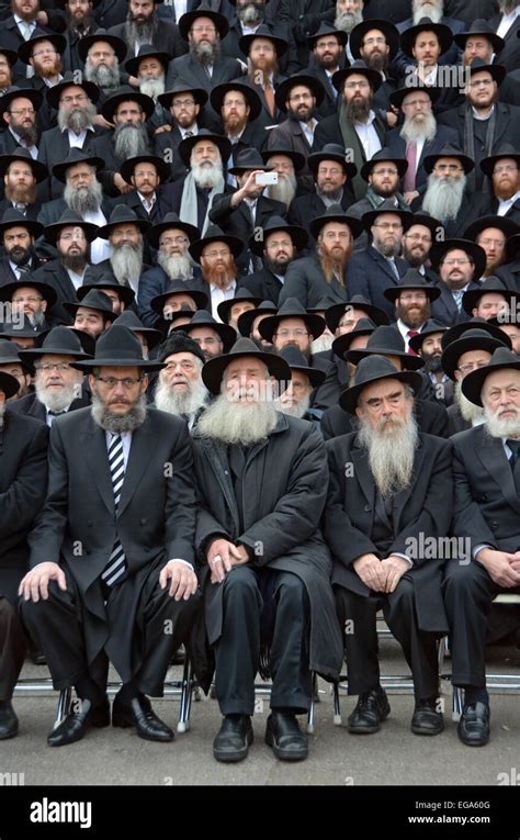 Some Of The Thousands Of Orthodox Rabbis Seated Preparing For A Group