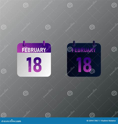 February Daily Calendar Icon In Flat Design Style Stock Illustration