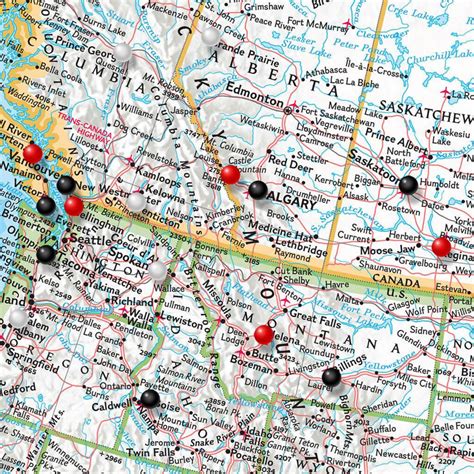 North America Push Pin Map Detailed North America Map Push Pin