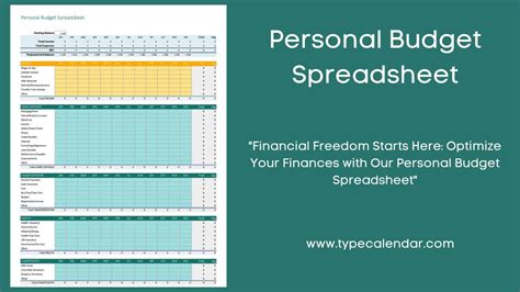 Free Printable Personal Budget Spreadsheet Templates Excel Examples
