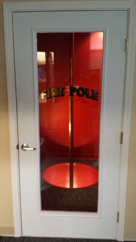 The pole that allowed firefighters to descend to the bottom floor is still there. Fire Pole behind glass door with gold leaf. | Firefighter ...