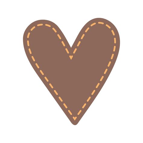 Premium Vector Valentines Day Illustration Brown Heart Patch Decorative Element Romantic Love