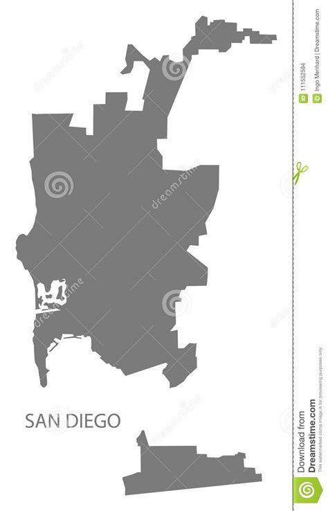 San Diego Map With Boroughs And Modern Round Shapes Vector Illustration
