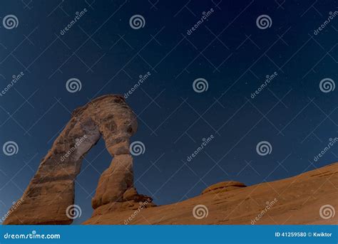 Delicate Arch At Night Moab Utah Stock Photo Image Of Desert Dusk