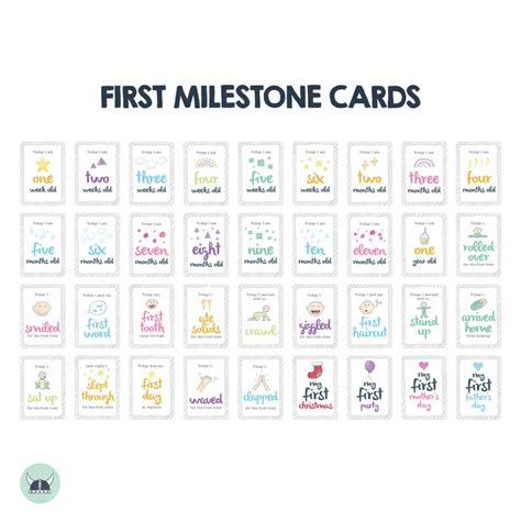 Baby Milestone Cards Set Of 36 Cards Baby Milestones Baby Etsy