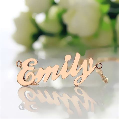 Cursive Name Plate Necklace 18k Rose Gold Plated