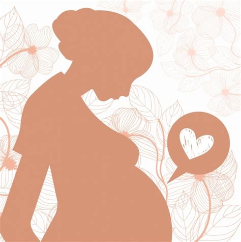 Kehamilan Latar Belakang Ibu Jantung Ikon Siluet Desain Vektor Icon