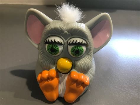 Vintage 1998 Mcdonalds Gray Furby With White Hair Toy Etsy Furby