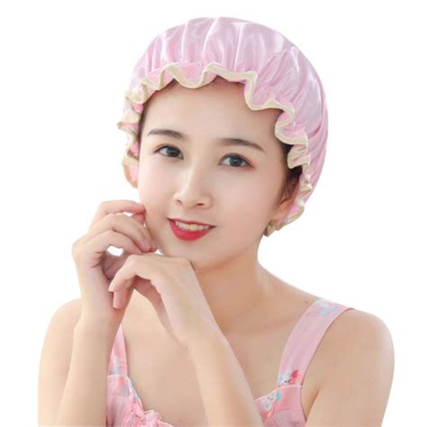 1pc Lovely Thick Women Shower Satin Hats Colorful Bath Shower Caps Hair