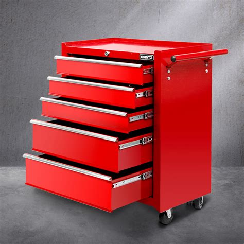 Pro 5 Drawers Toolbox Chest Cabinet Trolley Boxes Garage Storage