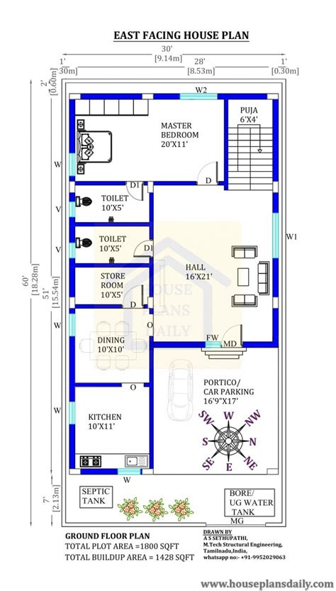 Informasi Tentang 30x60 West Facing House Plan 2 Bhk West Facing House