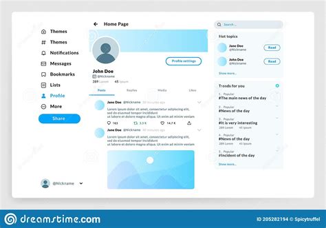 Social Page Interface User Profile Ui Mockup Network Account With