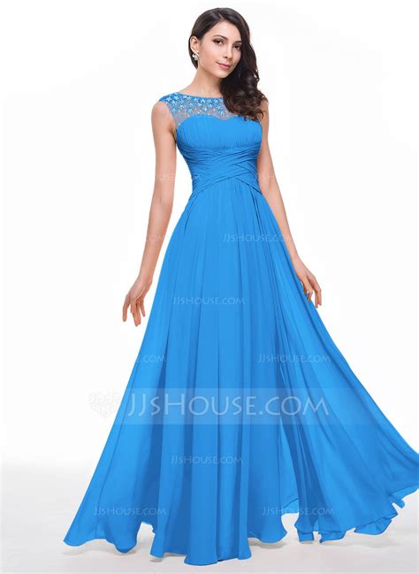 Us 15600 A Line Scoop Neck Floor Length Chiffon Prom Dresses With