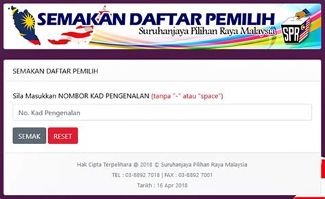 Permohonan membuka kaunter pendaftaran pemilih: Semakan Daftar Pemilih Pilihan Raya Online Dan SMS