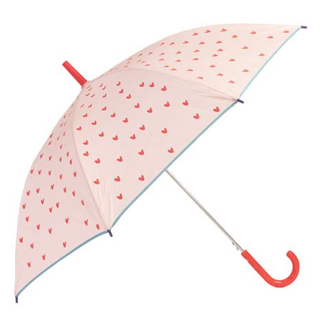 Girls Pink Umbrella Heart Print