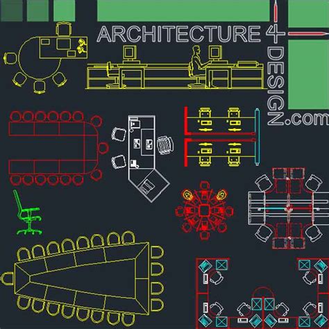 Office Furniture Symbols And Layouts Collection Autocad Dwg File