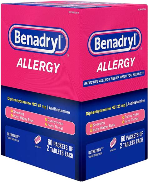 Benadryl Packs 60 Packets Of 2 Tablets Oceanone Distributor