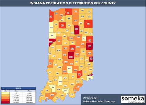 Indiana County Map And Population List In Excel