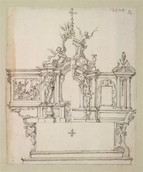 Drawing Of A Baroque Altar Showing Two Alternative Designs Riba Pix