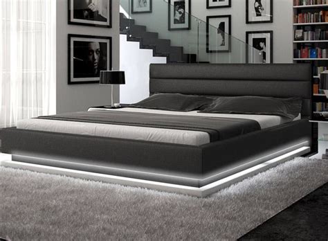 contemporary black leather platform bed with lights contemporary bedroom los angeles by