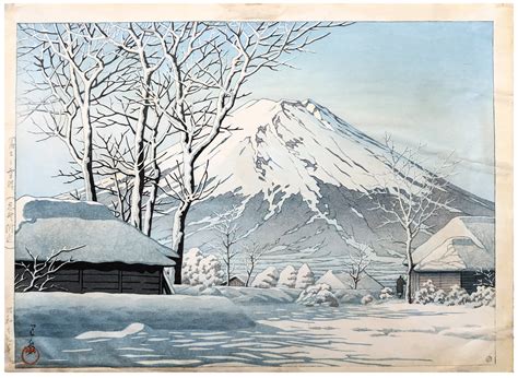 clearing after a snowfall in oshiono by kawase hasui woodblock print woodblock prints world