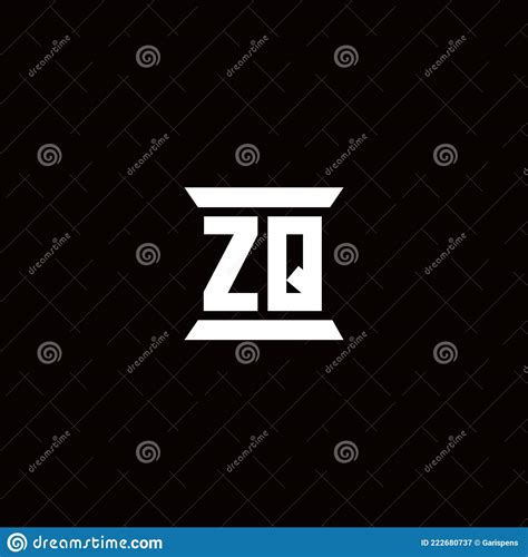 Zq Logo Monogram With Pillar Shape Designs Template Stock Vector