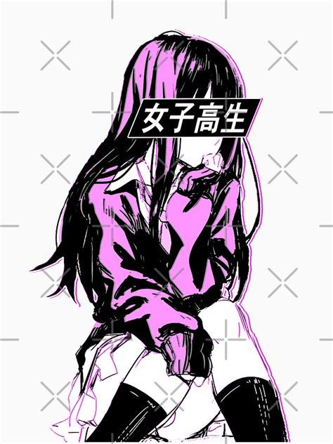T Shirt Schoolgirl Pink Sad Anime Japanese Aesthetic Par