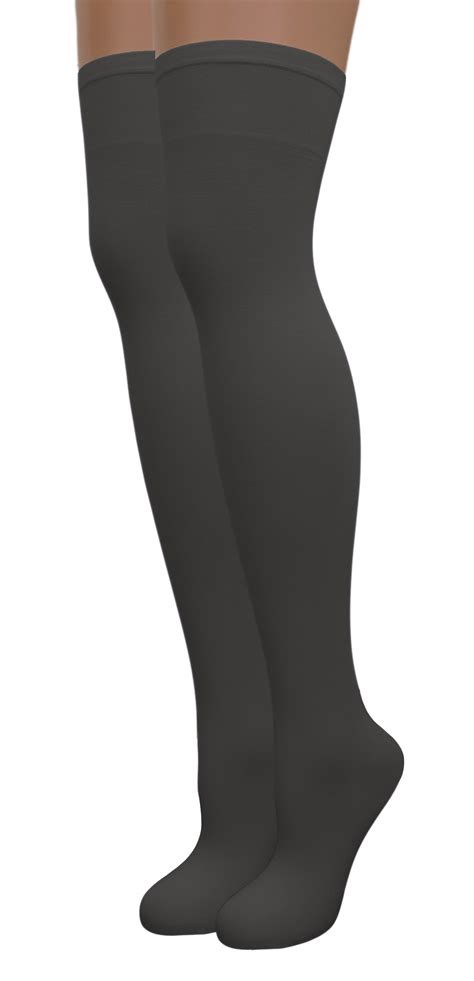 Emem Apparel Womens Opaque Nylon Over The Knee Thigh High Stockings 2