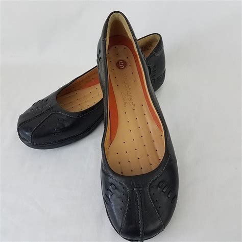 Clarks Unstructured Flats 9w Black Leather Loafers Slip On Shoes Women