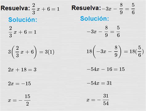 Ecuaciones De Primer Grado Con Fracciones Ejemplos Resueltos Opciones Images