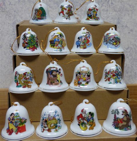 Vintage 15 Lot 10 Grolier And 5 Walt Disney Porcelain Christmas Bell