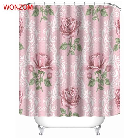 Wonzom Pink Style Shower Curtain Fabric Bathroom Decor Decoration
