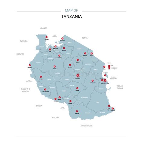 Karte Von Tansania Mit Genannter Regions Vektor Abbildung