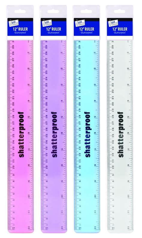 Just Stationery 12 30cm Shatterproof Ruler Ideal For School Bargain
