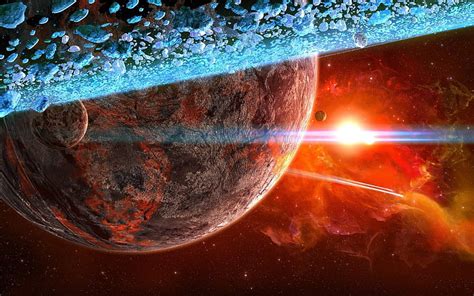 Deep Space Stars Sun Space Meteorites Galaxy Lights Moon Planet