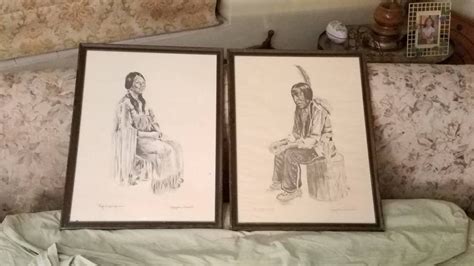Vintage Native American Art Black Pencil Drawing By Jacqueline