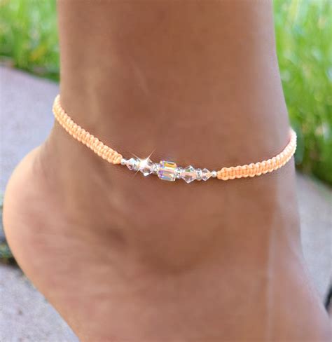 Swarovski Crystal Neon Anklet Ankle Bracelet Healing Etsy In 2021 Ankle Bracelets Ankle