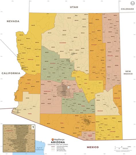 Arizona Zip Code Map With Counties American Map Store