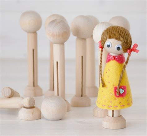 Clothespin Doll Pinsdowel Cap Heads And Stands30 Sets375 Inch Long