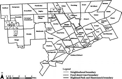 Map Of Detroit Showing Neighborhood Boundaries And Usda