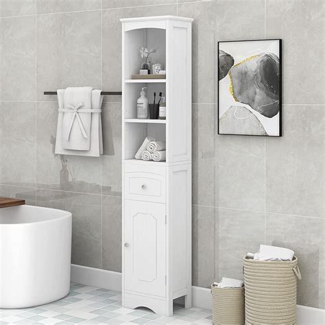 Buy Tall Slim Bathroom Storage Cabinet Organizer Linen Tower Bathroom