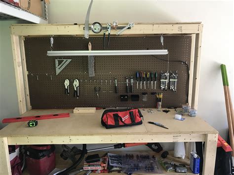 Upgraded The Bench Mdf Work Surface Over Plywood And Pegboard