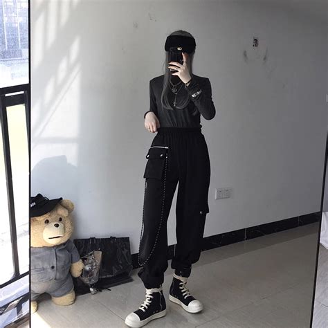 Ulzzang Black Pants Kf90214 Unzzy Wide Pants Outfit Black Pants Outfit Ulzzang Fashion
