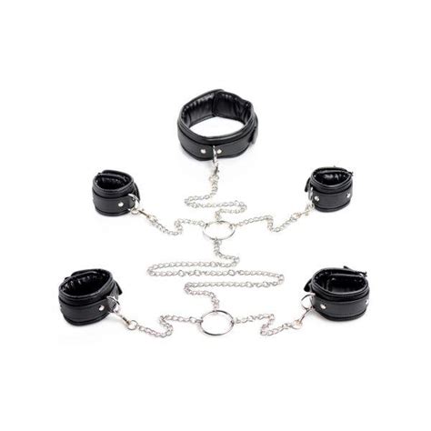 Slave Chained Cuff And Collar Set