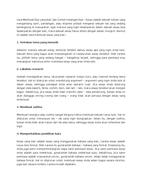 Contoh Membuat Esai Dari Novel Riset