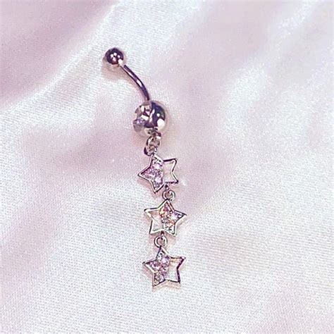 Silver Angel Heart Belly Button Ring Y2k 2000s Sparkly Body Etsy