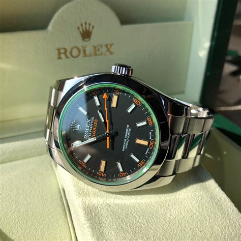 Rolex Milgauss Green 116400gv Green Steel Wristwatch Box And Papers Circa