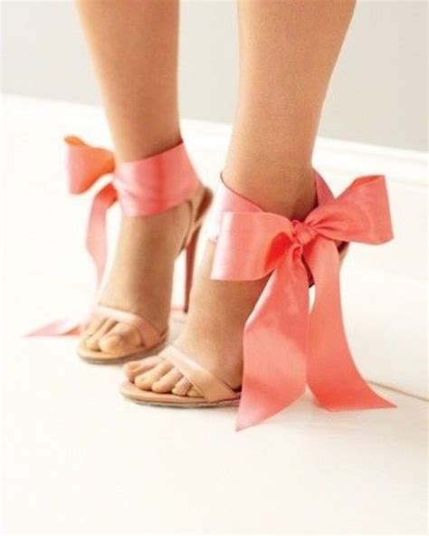 Coral Ribbon Bow Heels Bow Shoes Me Too Shoes Fashion Shoes