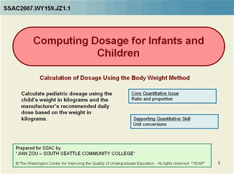 Remember, keep this and all other medicines out of the reach of children, never. Computing Dosage for Infants and Children -- Calculation ...